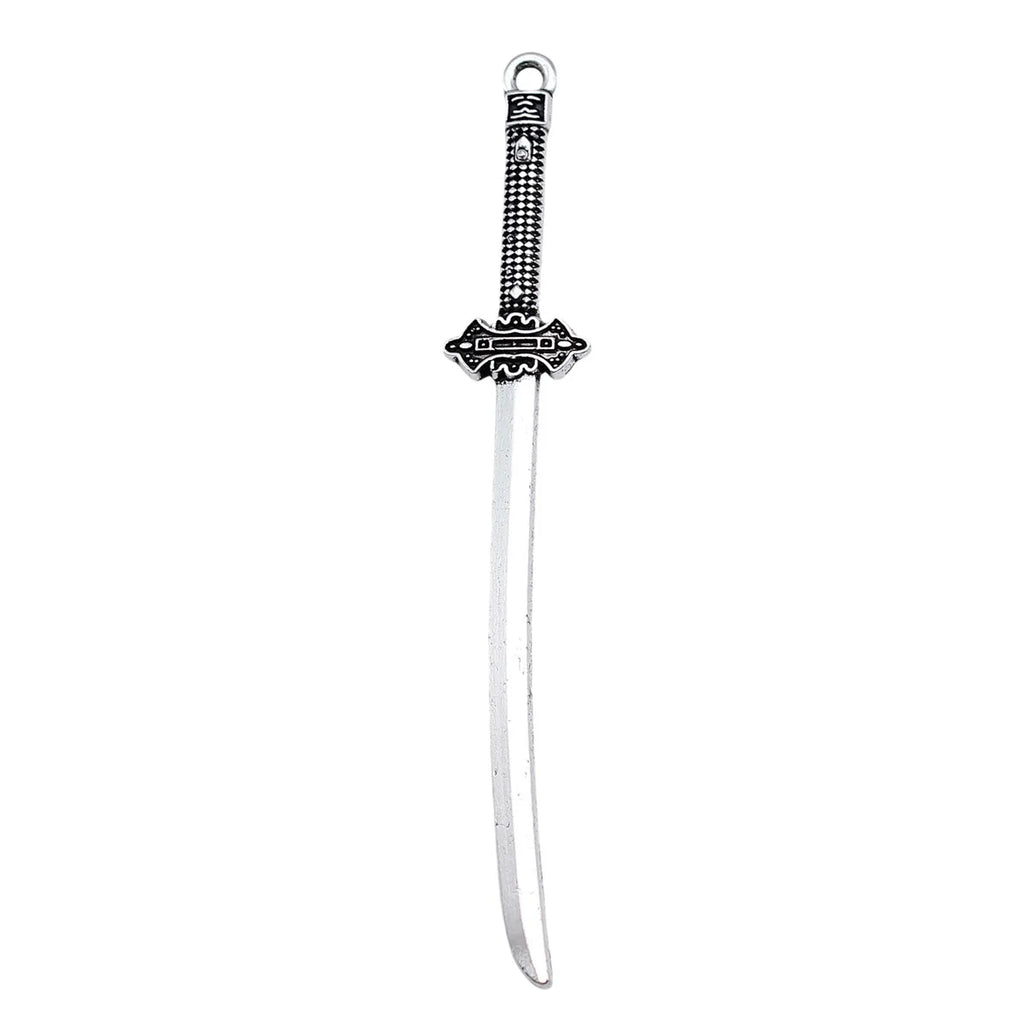 70mm 2.6g Antique Silver Zinc Alloy Sword Spear Weapon Charm Pendant for Cosplay Jewelry Making