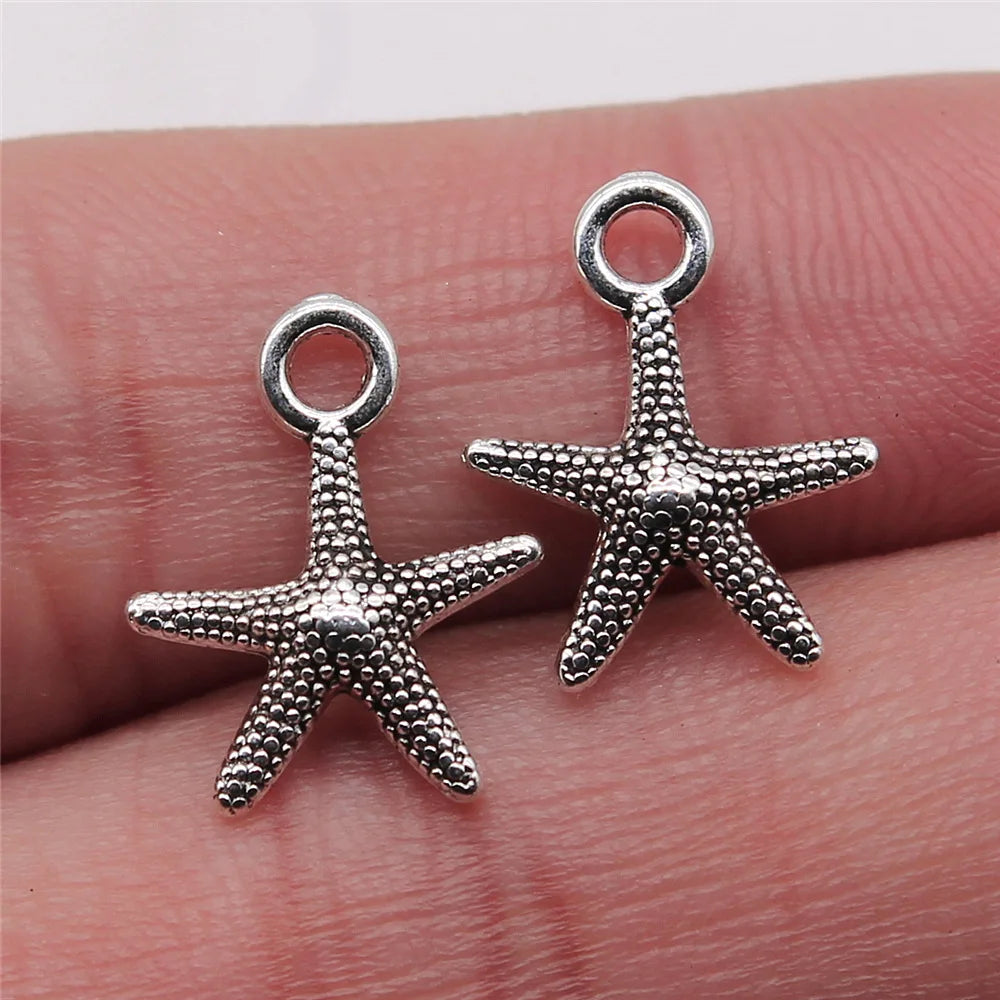 13x16mm 0.6g Multicolor Zinc Alloy Starfish Charm Pendant for DIY Ocean Theme Jewelry Making