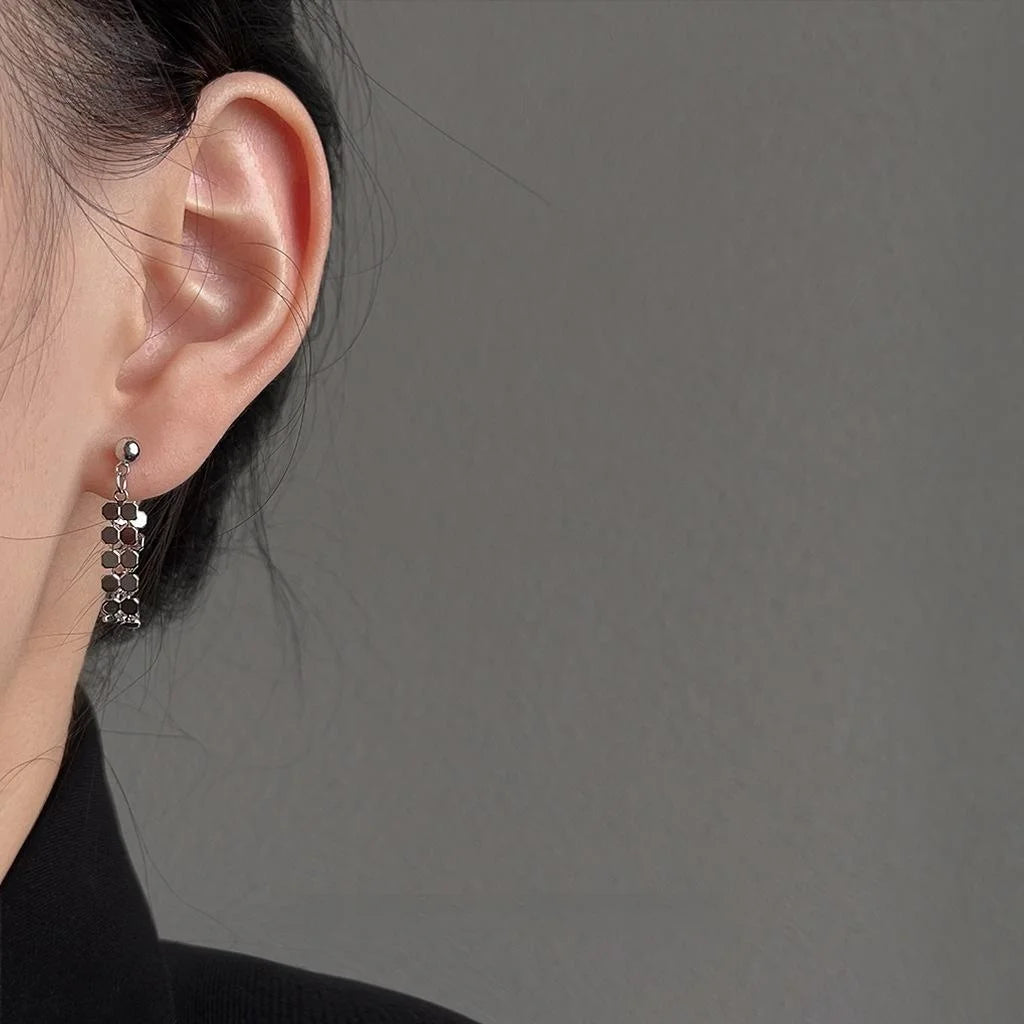 Luxury Minimalist 14K Plated Copper Chain Hoop Drop Earrings