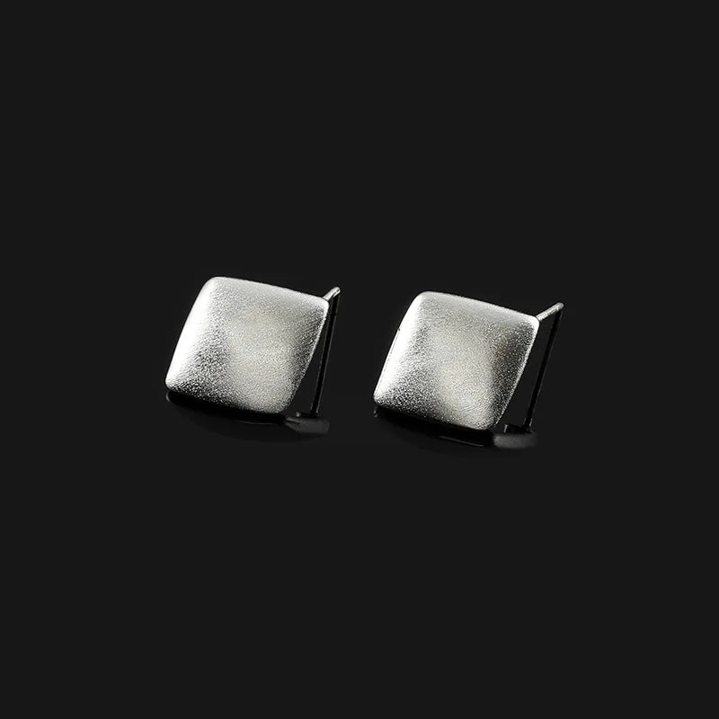 Elegant Brushed Alloy Square Diamond Shape Stud & Clip On No Piercing Minimalist Women's Earrings