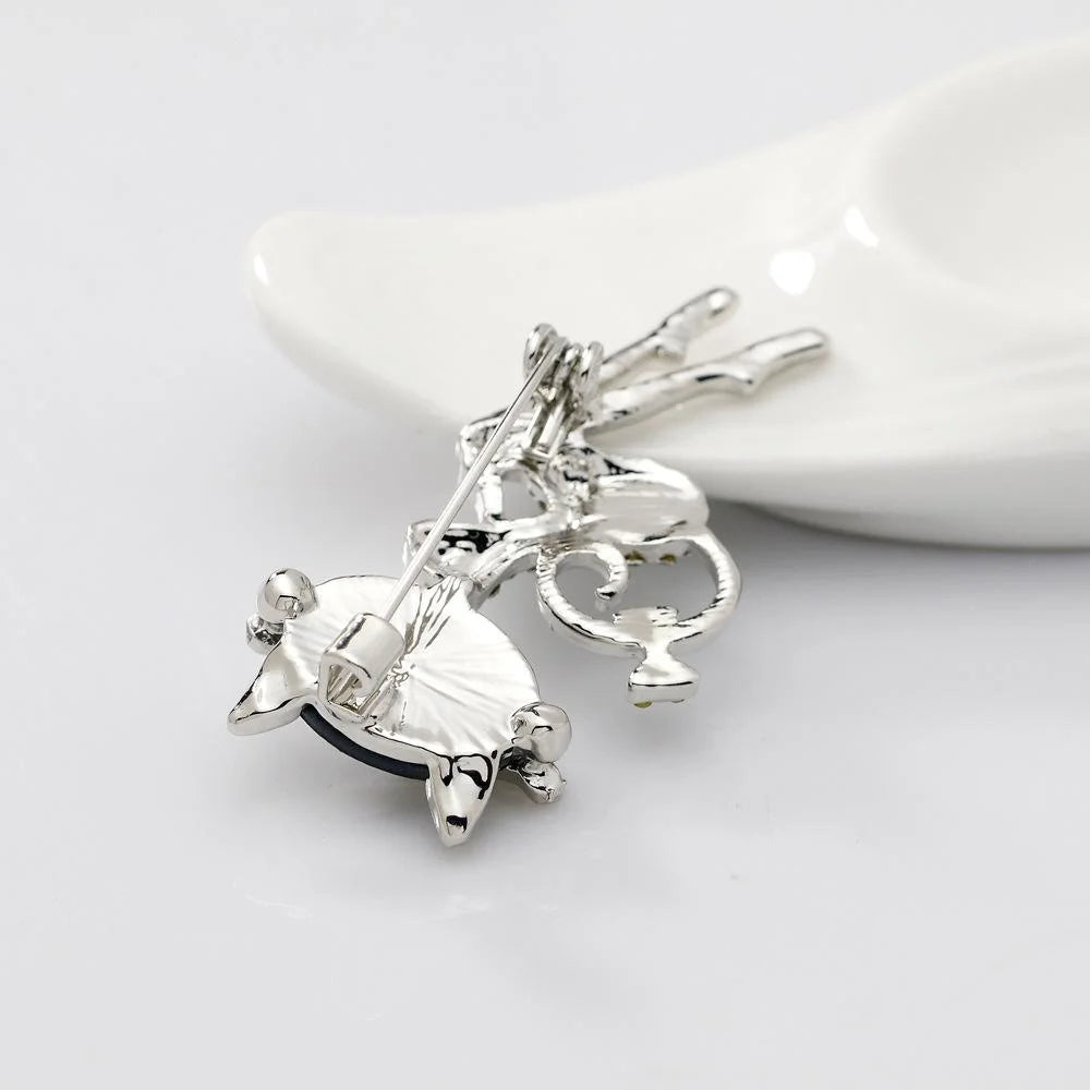 Cute Mother Of Pearl Fox Brooch With Rhinestone Zircon Accents, Elegant Alloy Lapel Pin Gift For Women