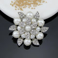 Elegant Pearl Alloy Rhinestone Flower Brooch For Women, Luxury Lapel Pin Corsage Suit Accessory Gift