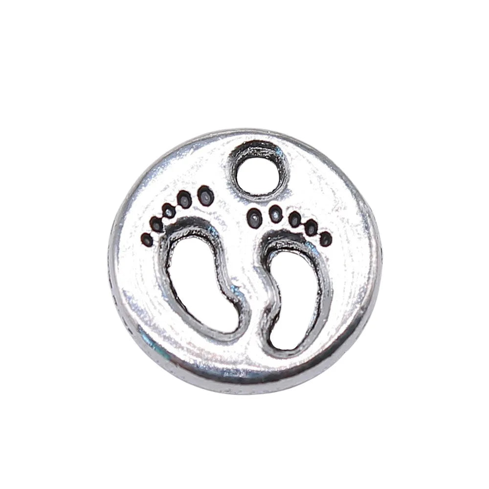11x11mm 0.8g Multicolor Zinc Alloy Footprint Charm Pendant for DIY Baby Theme Jewelry Making