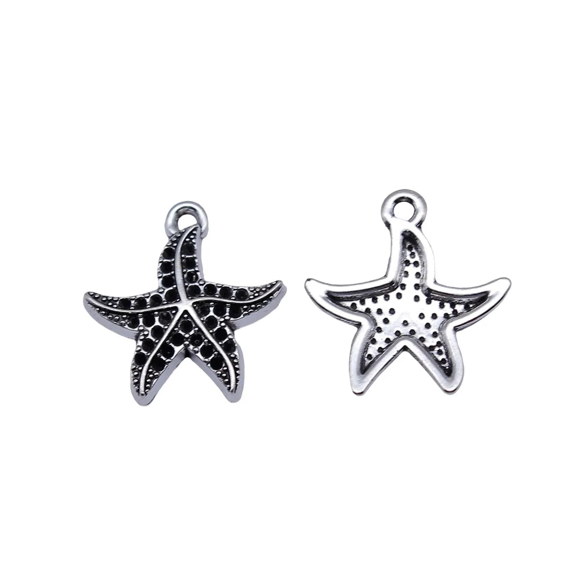 18x17mm 1.1g Antique Silver Zinc Alloy Starfish Charm Pendant for Rhinestone DIY Jewelry Making