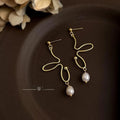 Freshwater Pearl 14K Plated Abstract Butterfly Stud Earrings Minimalist Copper Jewelry