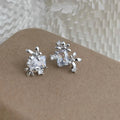 Silver Plated Copper Zircon Flower Cluster Stud Earrings Simple Sweet Designer Jewelry