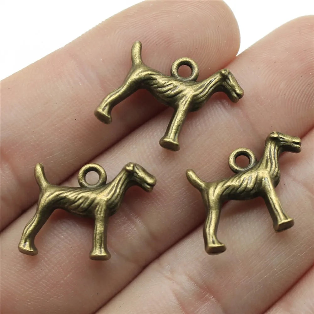 18x15mm 2.2g Multicolor Zinc Alloy Hound Dog Charm Pendant for DIY Necklace Bracelet Jewelry Making