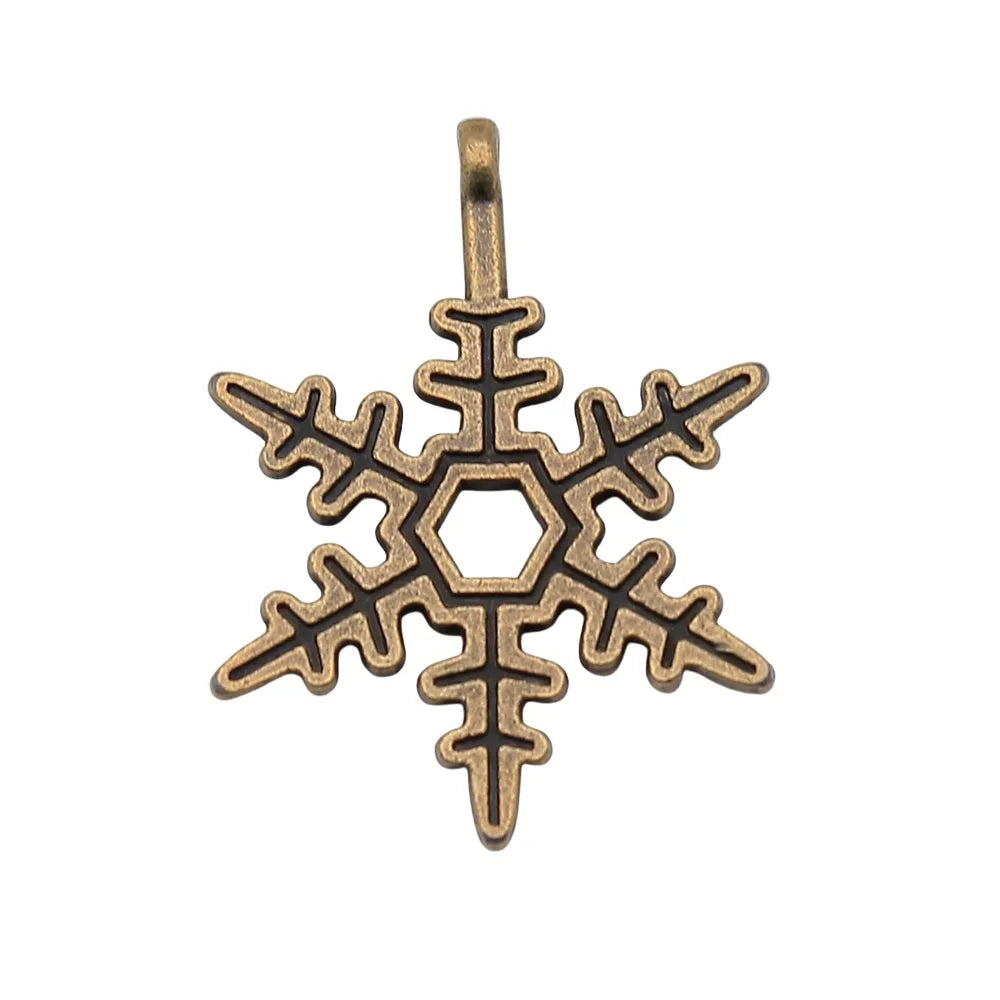 23mm 1.4g Antique Bronze Tone Zinc Alloy Snowflake Charm Pendant for Christmas Jewelry DIY
