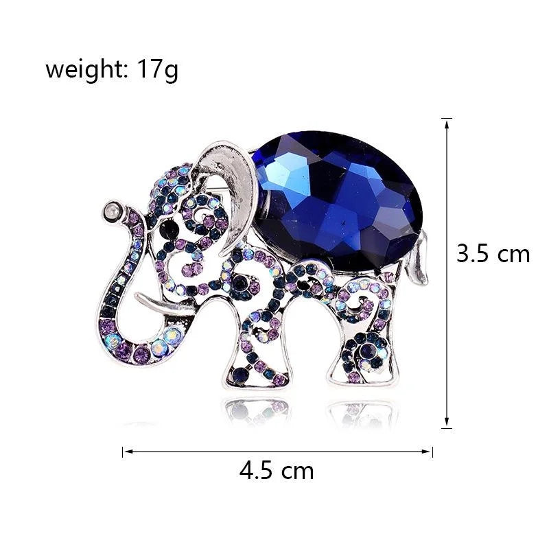 Luxury Elephant Rhinestone Brooch With Red Crystal Body, Elegant Animal Lapel Pin Corsage Gift