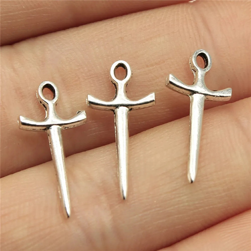 21x10mm 0.5g Multicolor Zinc Alloy Fencing Cross Charm Pendant for DIY Necklace Bracelet Making