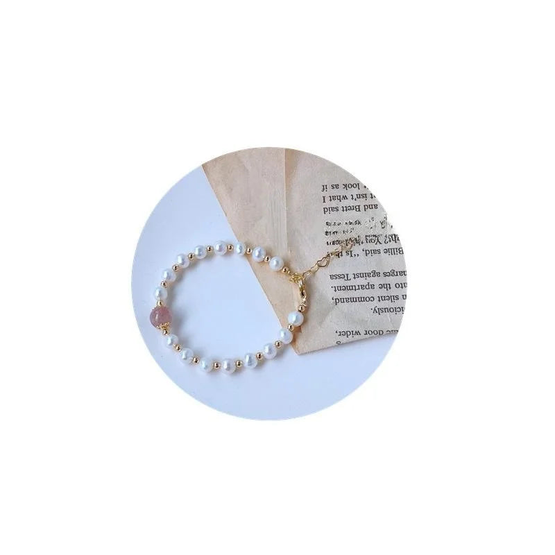 Handmade Natural Freshwater Pearl Geometric Bracelet For Women Fashion Light Luxury Jewelry