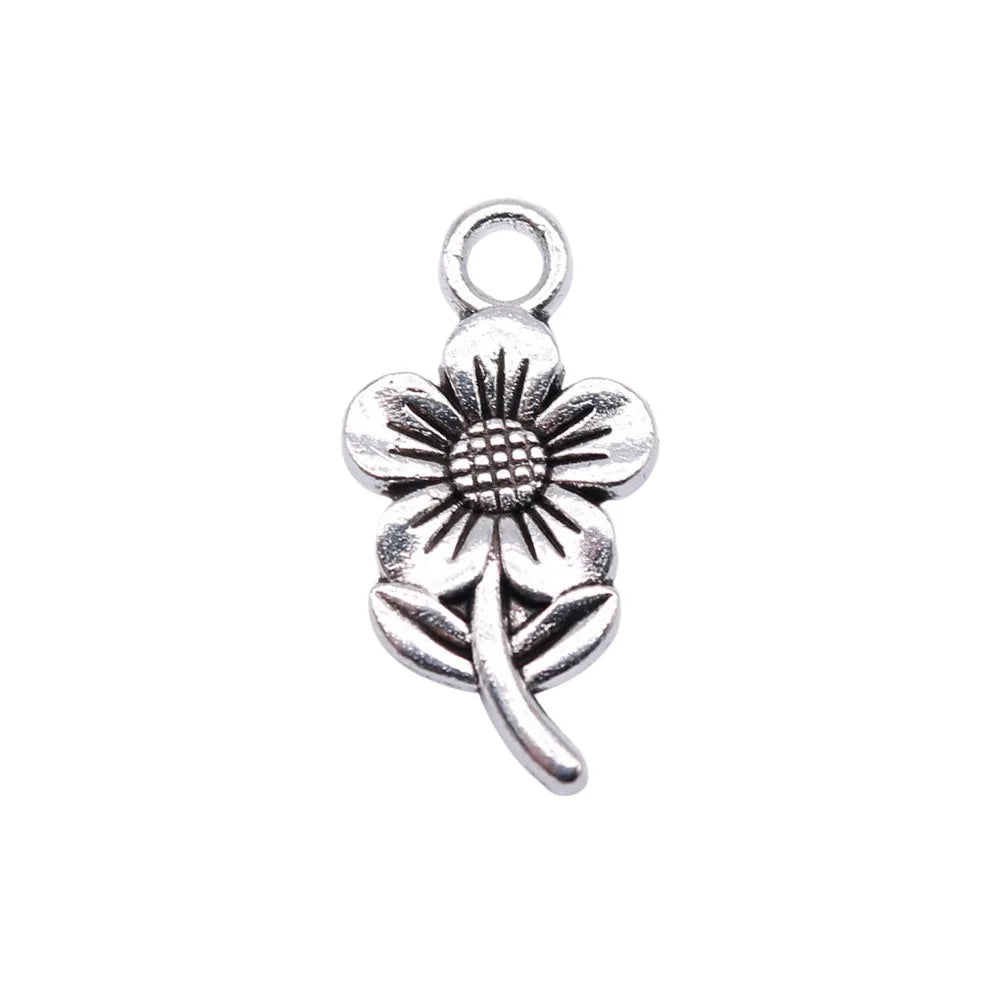 21x11mm 1.1g Multicolor Zinc Alloy Double Sided Flower Charm Pendant for DIY Jewelry Making