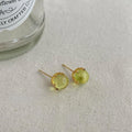 Minimalist French Retro Green Pearl Stud Earrings Copper Round Bead Elegant Jewelry