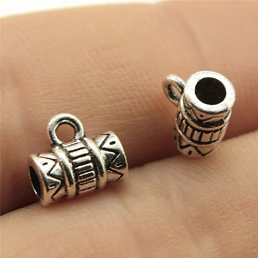 8x8mm 0.6g Antique Silver Zinc Alloy Pendant Bails Connector Charms for DIY Necklace Bracelet Making