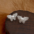 Fashion Light Luxury Micro Pave Zircon Pearl Butterfly Stud Earrings In Eco-Friendly Copper