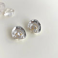 Designer Geometric Ruffle Copper High Gloss Pearl Drop Earrings Premium Sweet Cool Style