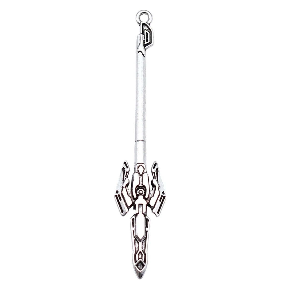 59mm 2.5g Antique Silver Tone Zinc Alloy Blade Spear Sword Halberd Charm Pendant for Cosplay DIY