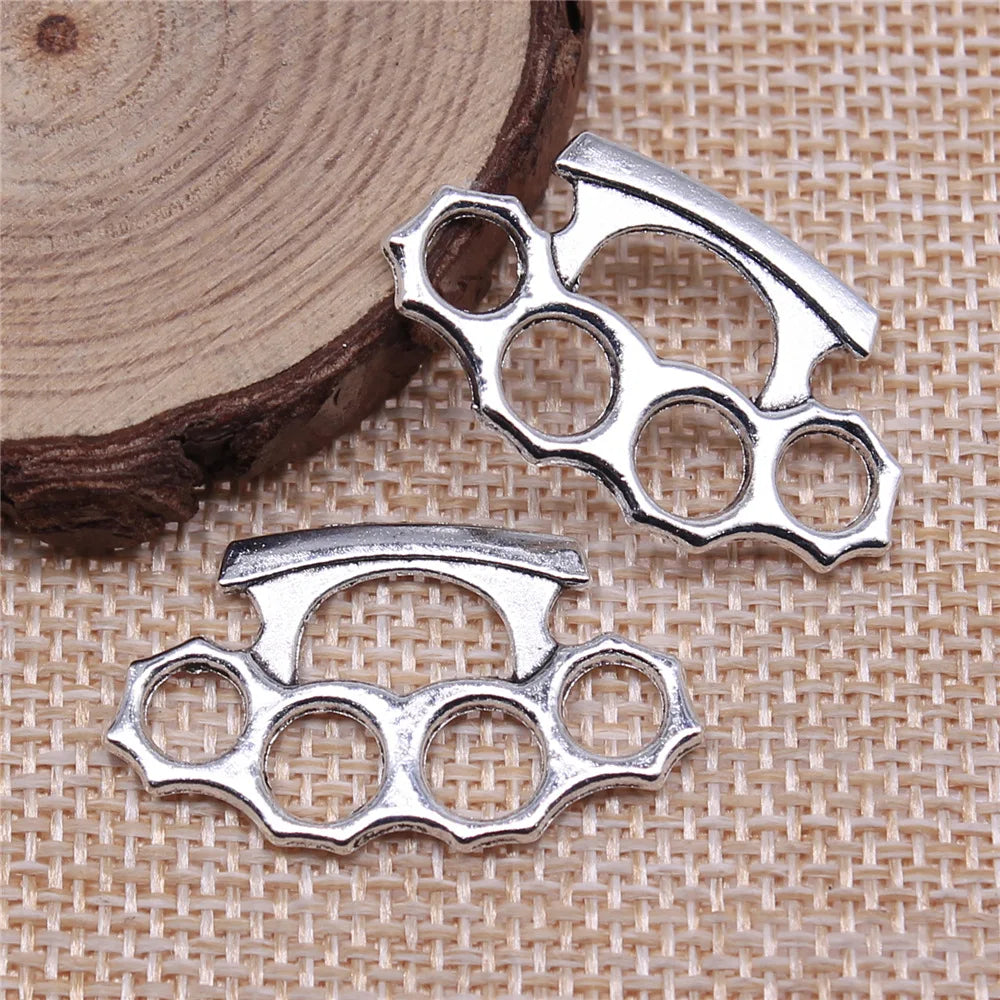 32x19mm 2.4g Antique Silver Zinc Alloy Brass Knuckles Charm Pendant for DIY Necklace Bracelet Making