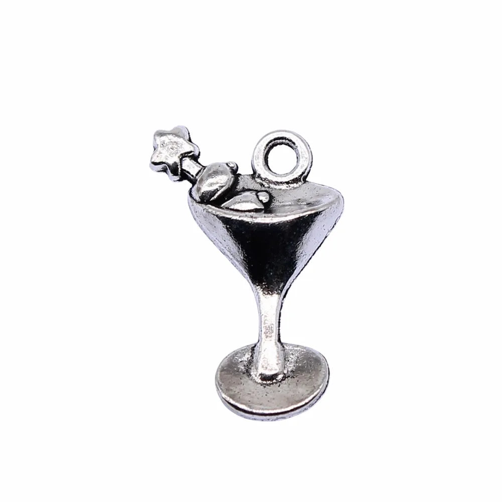 20x12mm 1.3g Antique Silver Zinc Alloy Juice Drink Charm Pendant for DIY Food Theme Jewelry Making