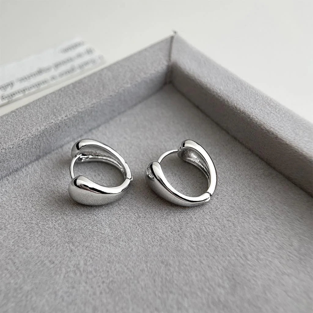 Eco Friendly Copper Smooth Geometric U-Shaped Hoop Earrings Minimalist Commuter Style