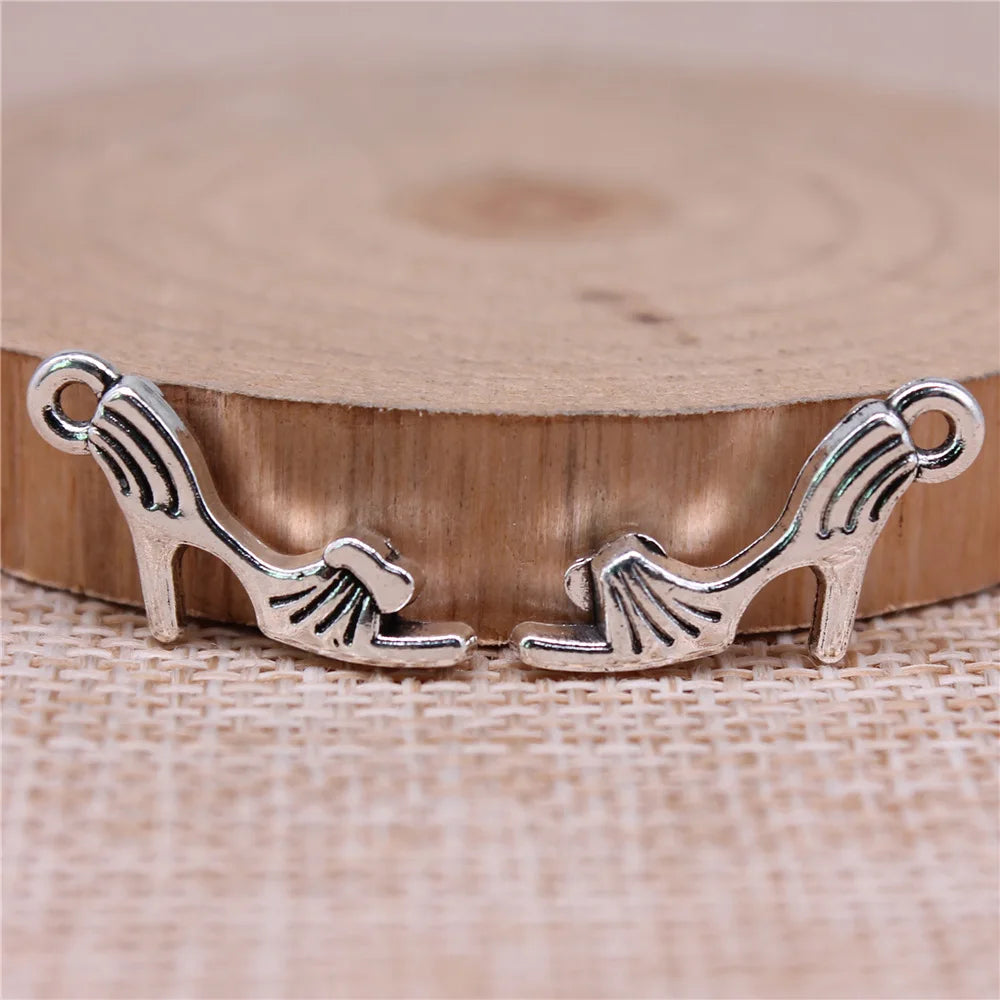 20x11mm 1.1g Antique Silver Zinc Alloy Women's Sandal Charm Pendant for DIY Necklace Bracelet Making