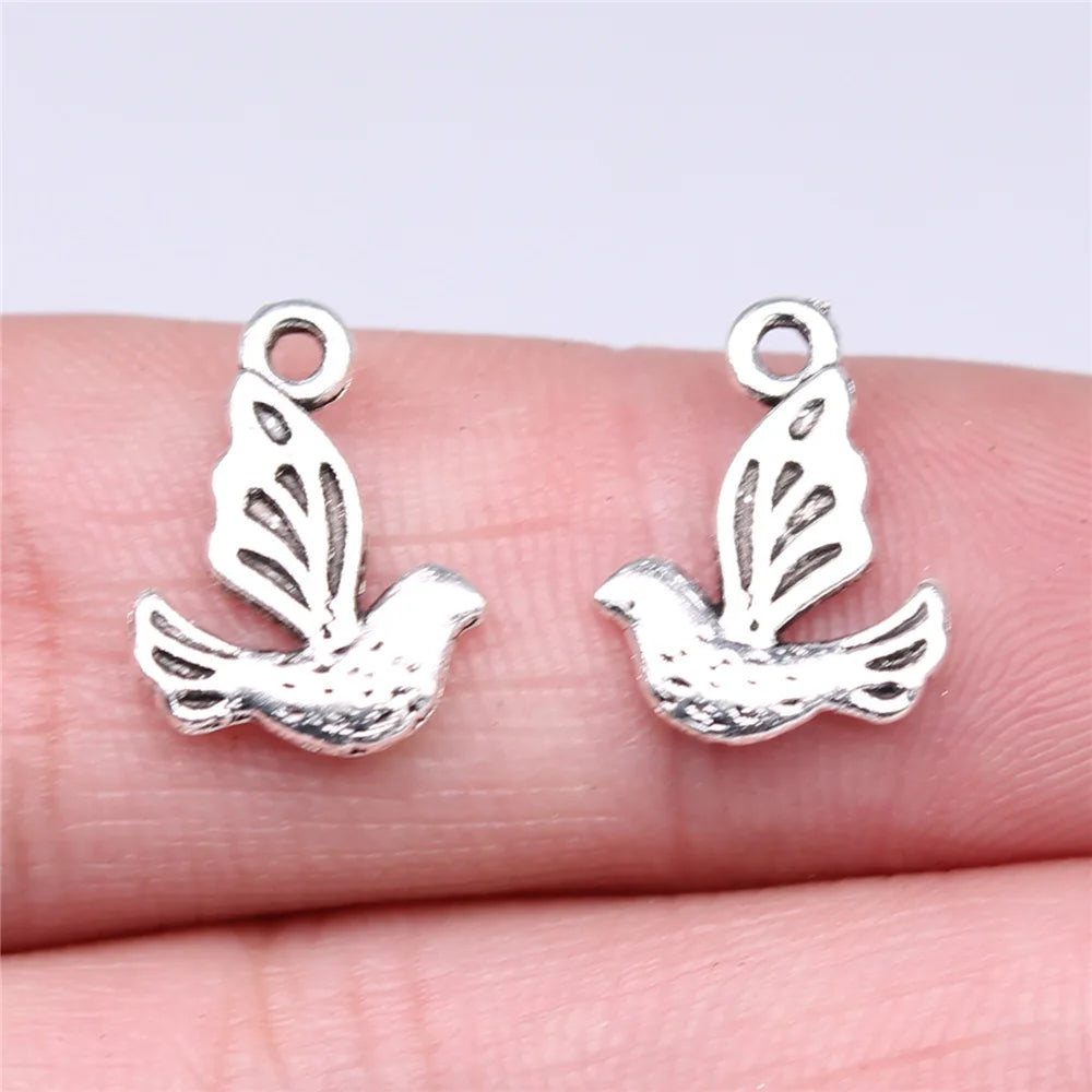 14x11mm 0.5g Antique Silver Zinc Alloy Dove Charm Pendant for DIY Necklace Bracelet Jewelry Making