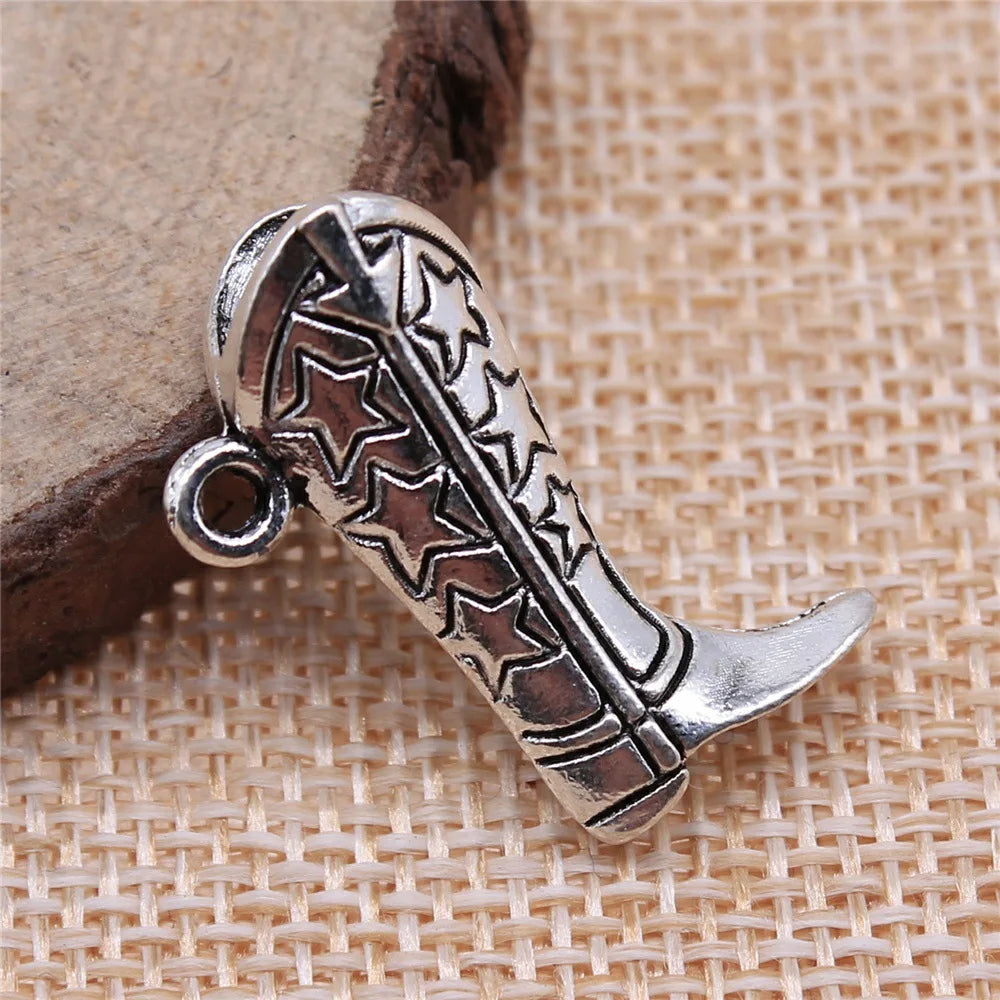 26x20x8mm 3.6g Zinc Alloy Star Tall Boot Shoe Charm Pendant for DIY Bracelet Necklace Accessories