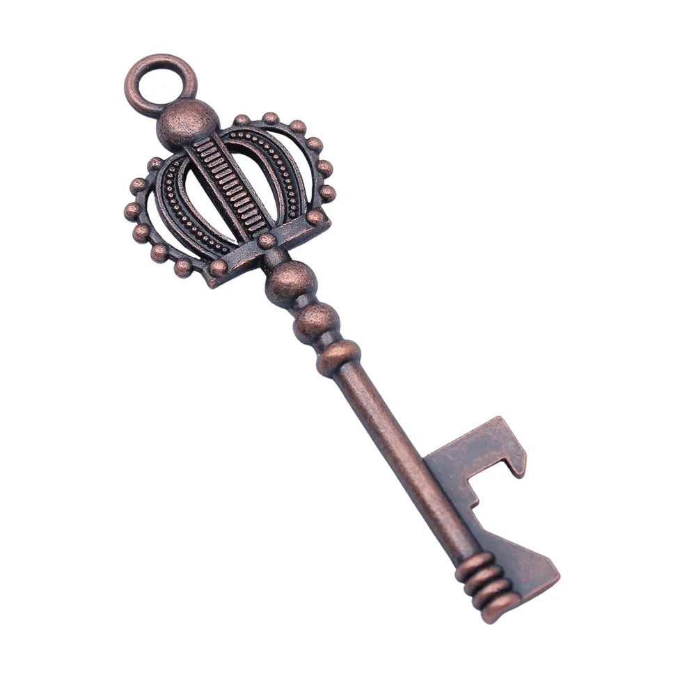 23x73mm 9g Multicolor Zinc Alloy Crown Key Bottle Opener Charm Pendant for DIY Jewelry Making