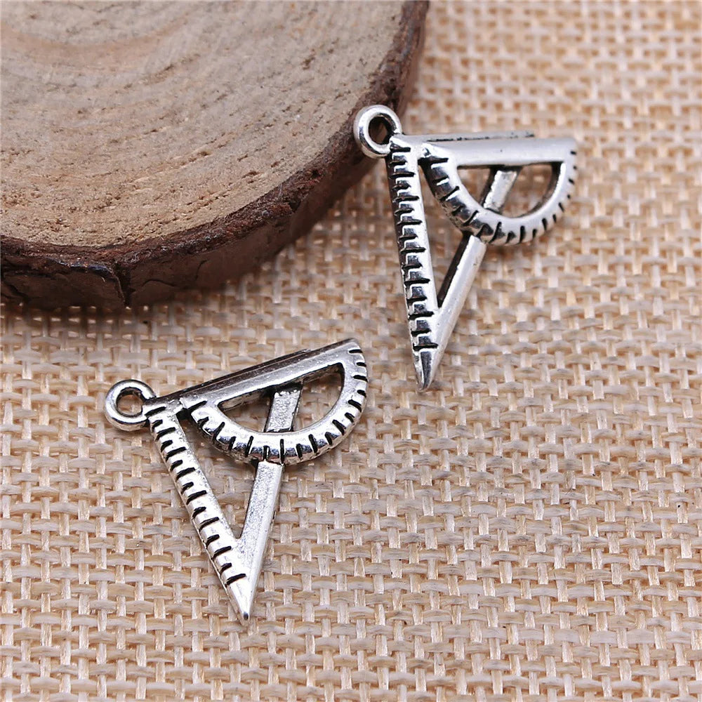 18x24mm 1.4g Antique Silver Zinc Alloy Ruler Charm Pendant for DIY Bracelet Necklace Making