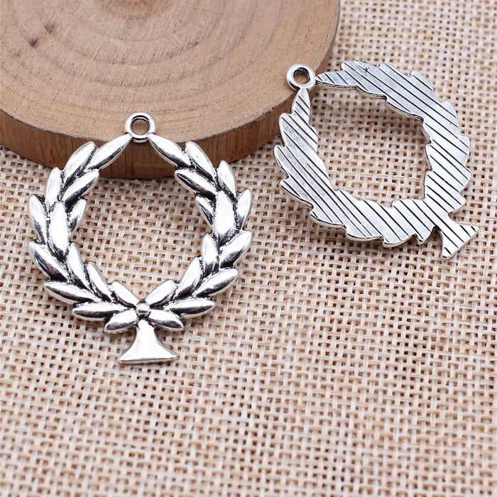 38x38mm 4.9g Antique Silver Zinc Alloy Olive Branch Charm Pendant for DIY Necklace Bracelet Making