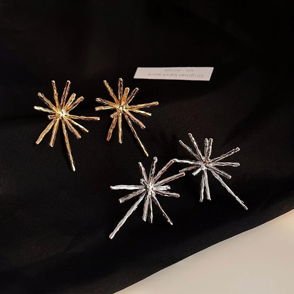14K Gold Plated Copper Firework Geometric Drop Earrings Luxury Fashion Jewelry