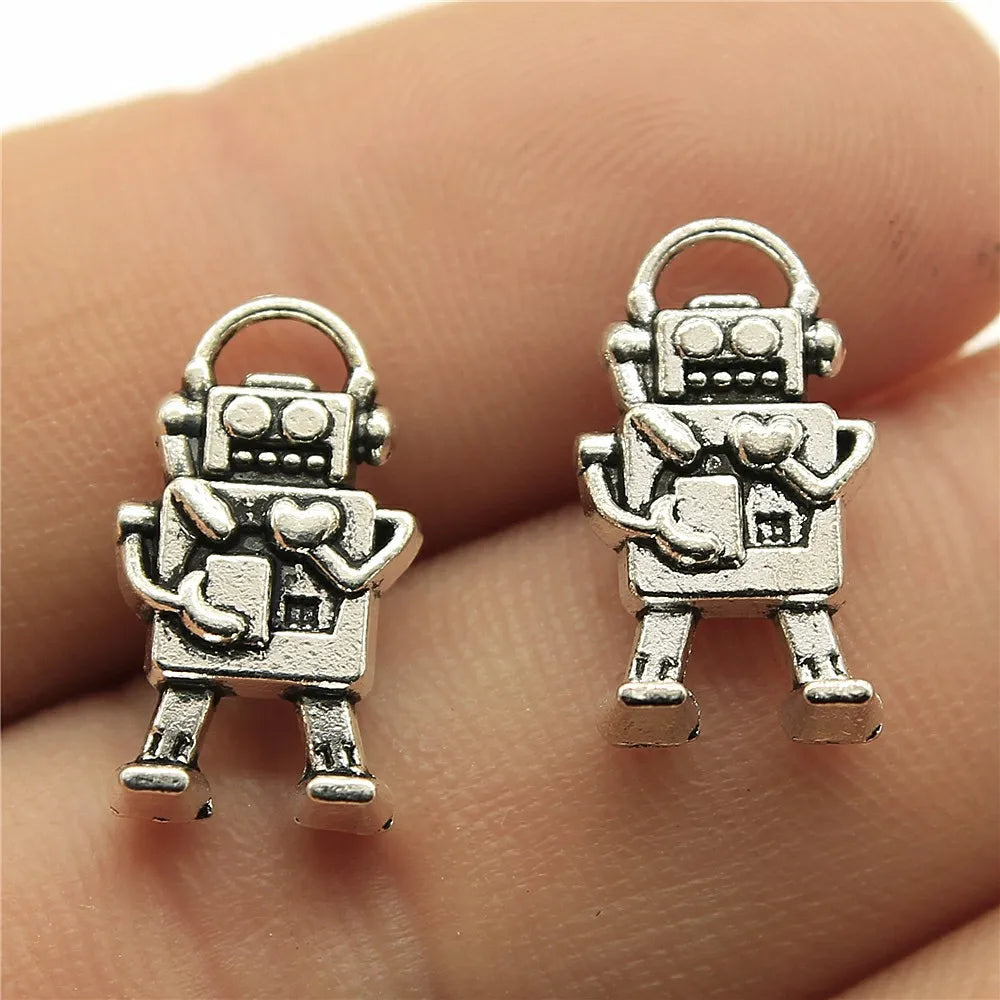 17x9mm 1.4g Multicolor Zinc Alloy Robot Charm Pendant for DIY Necklace Bracelet Jewelry Making