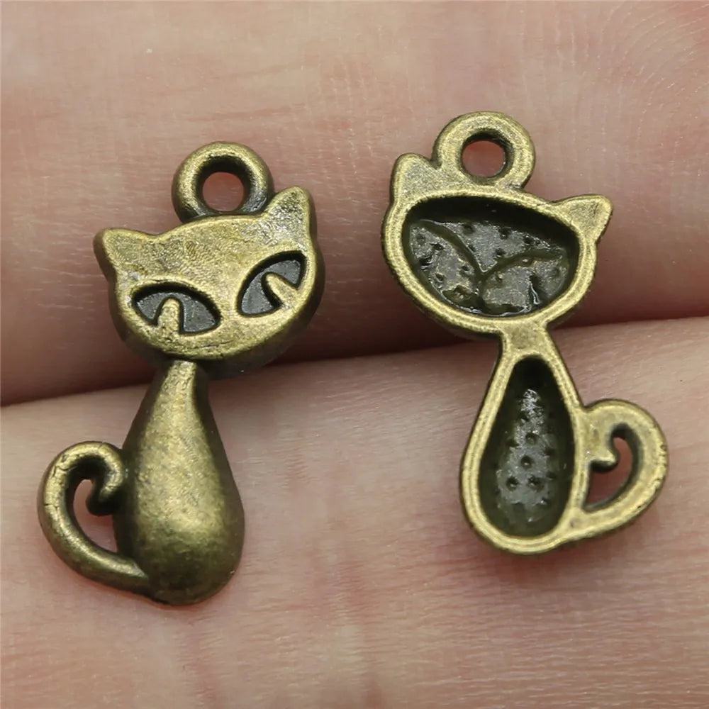 17x9mm 0.7g Multicolor Zinc Alloy Cat Charm Pendant for DIY Necklace Bracelet Jewelry Making