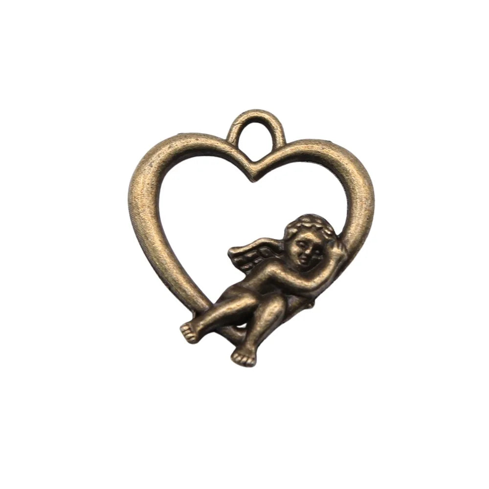 20x17mm 1.5g Multicolor Zinc Alloy Heart Angel Charm Pendant for DIY Bracelet Necklace Making