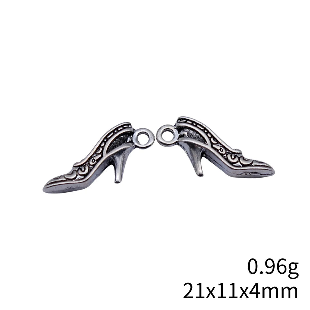 21x11x4mm 0.96g Antique Silver Zinc Alloy 3D High Heel Shoe Charm Pendant for DIY Fashion Jewelry Making