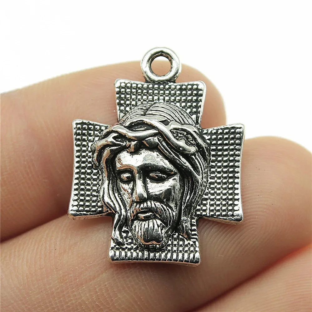 28x22mm 2.7g Antique Silver Zinc Alloy Cross Charm Pendant for DIY Necklace Bracelet Jewelry Making