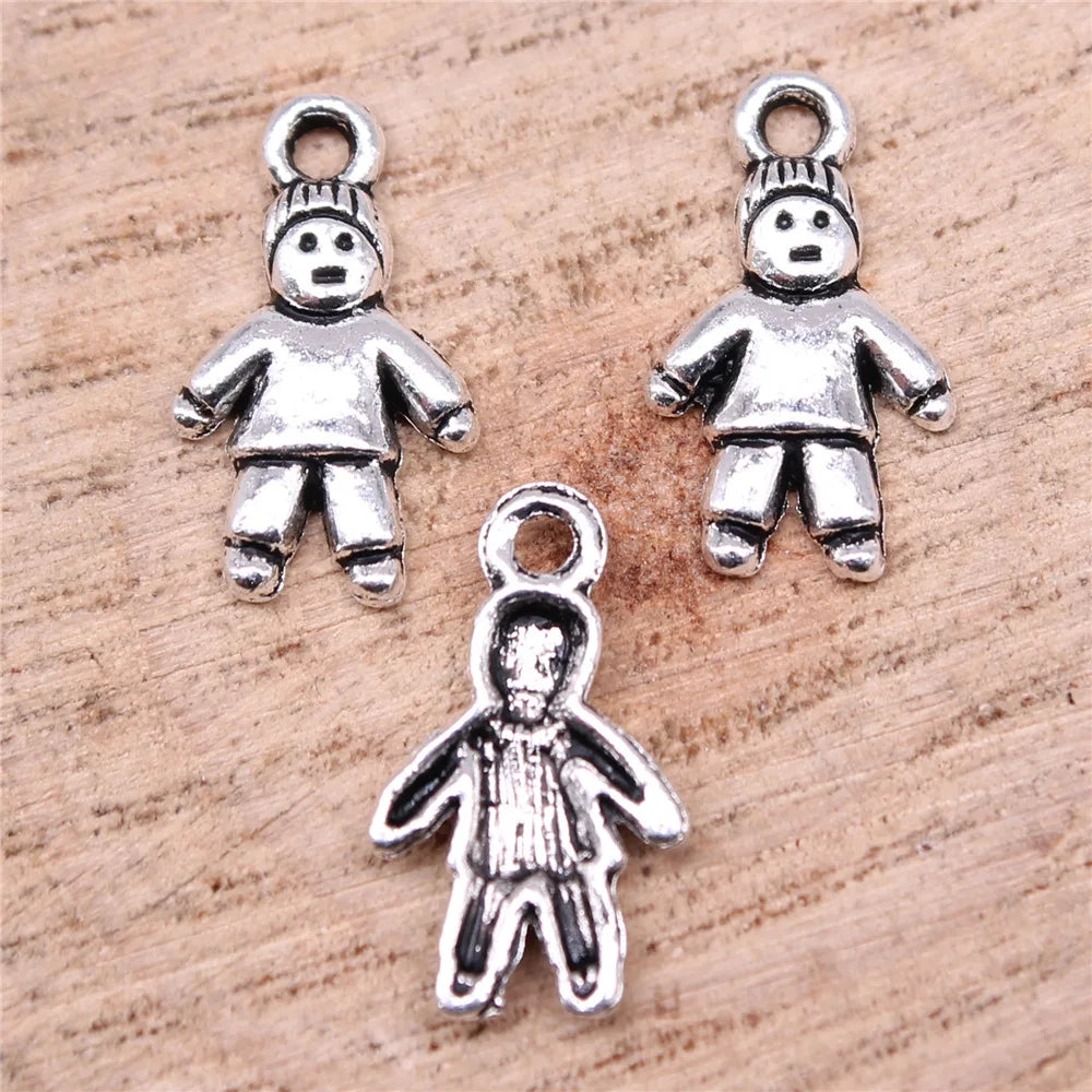 16x9mm 0.4g Antique Silver Zinc Alloy Little Boy Angel Charm Pendant for DIY Jewelry Making