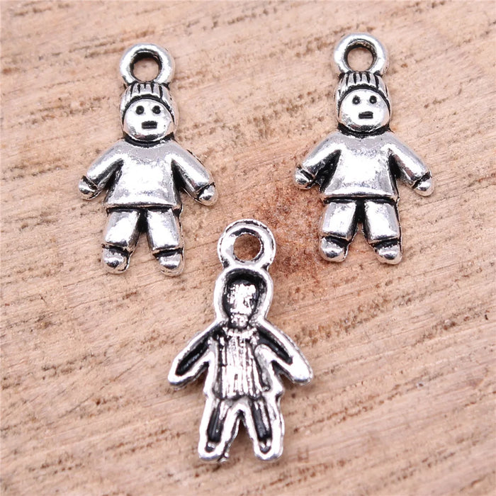 16x9mm 0.4g Antique Silver Zinc Alloy Little Boy Angel Charm Pendant for DIY Jewelry Making