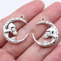 27x23mm 3g Antique Silver Zinc Alloy Skull Moon Double Sided Charm Pendant for DIY Jewelry Making
