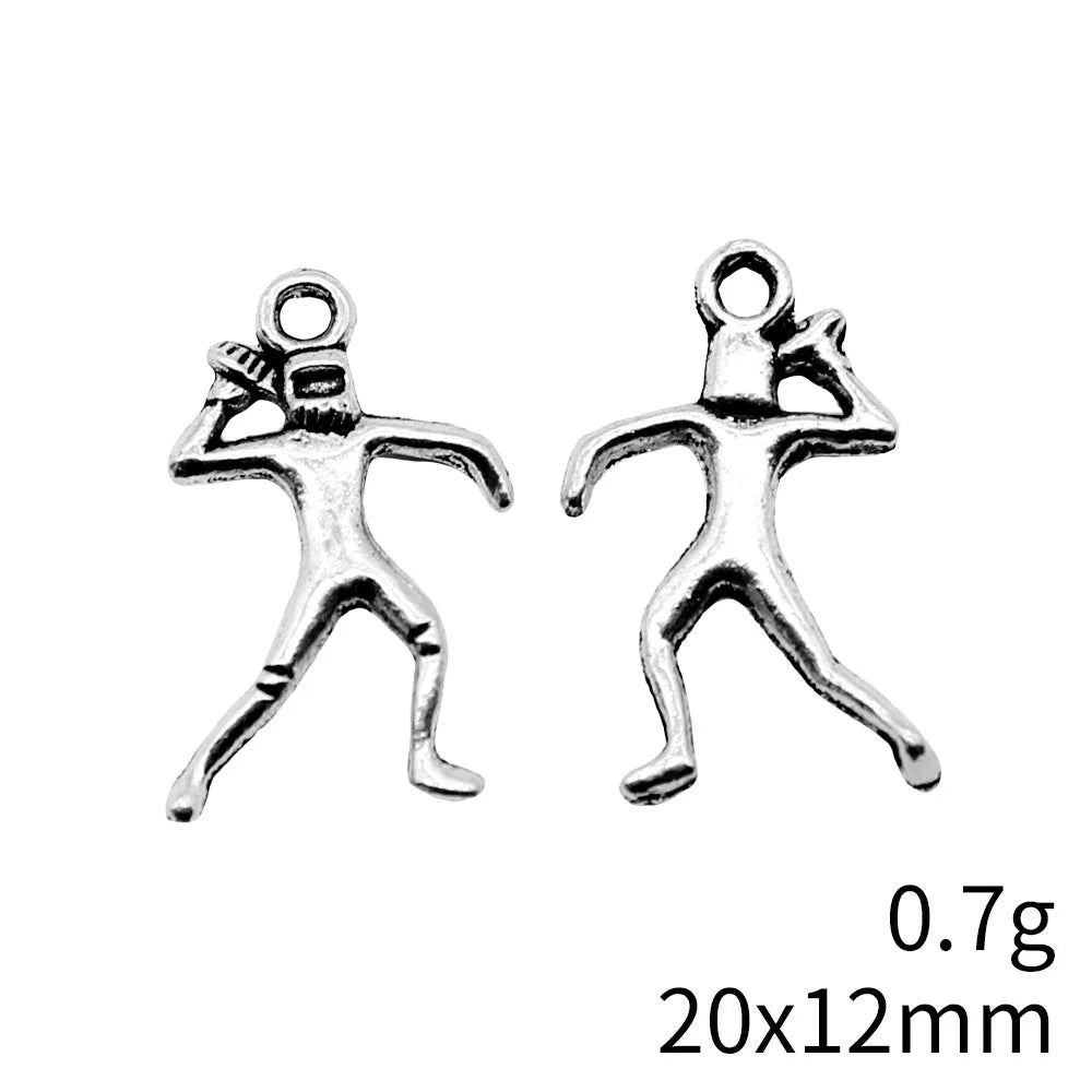 20x12mm 0.7g Antique Silver Zinc Alloy Football Player Charm Pendant for DIY Necklace Bracelet Making