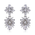 Luxury Purple Rhinestone Crystal Flower Alloy Drop Earrings For Women Wedding Party Banquet Jewelry Gift