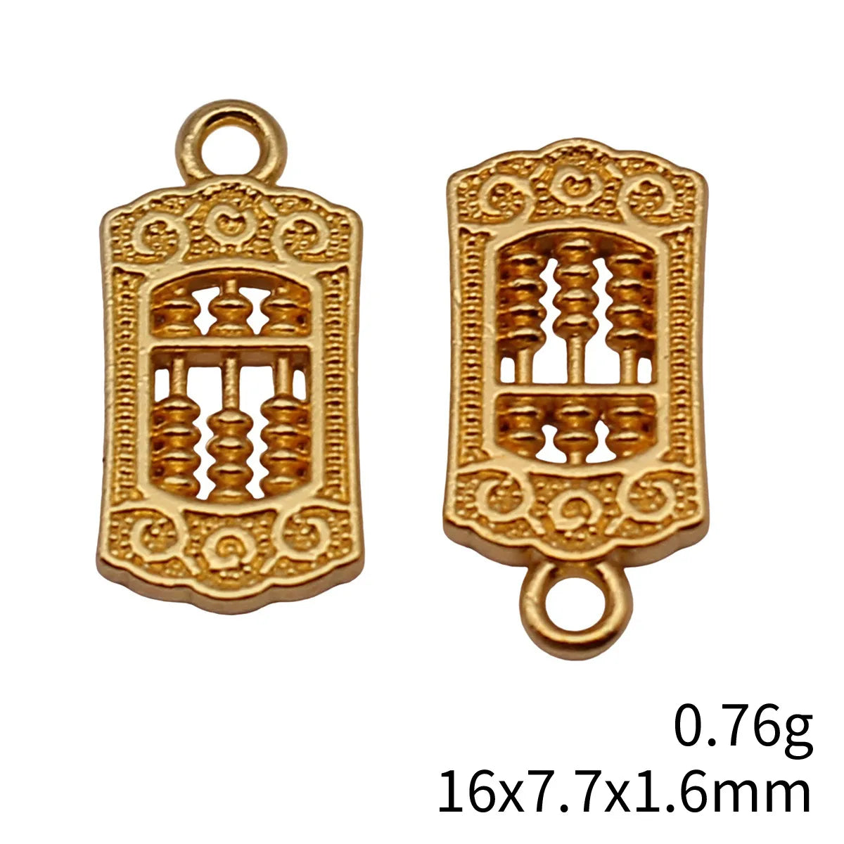 16x7.7x1.6mm 0.76g Bright Gold Zinc Alloy Abacus Charm Pendant for DIY Necklace Bracelet Jewelry Making