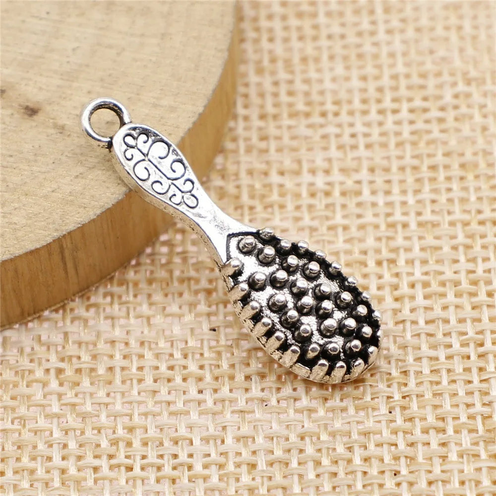 10x33mm 3.3g Antique Silver Zinc Alloy Comb Charm Pendant for DIY Bracelet Necklace Jewelry Making