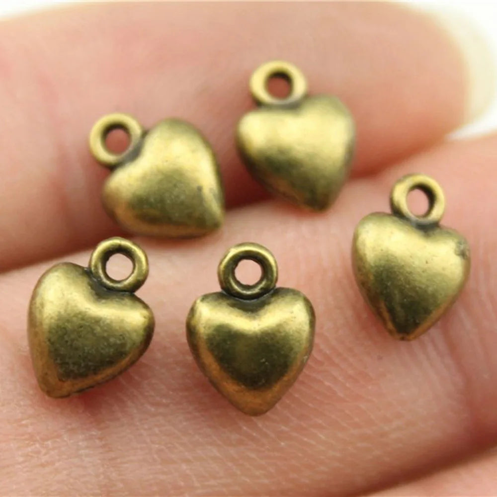 9x7x4mm 0.8g Zinc Alloy Heart Charm Pendants for DIY Bracelet Necklace Jewelry Making