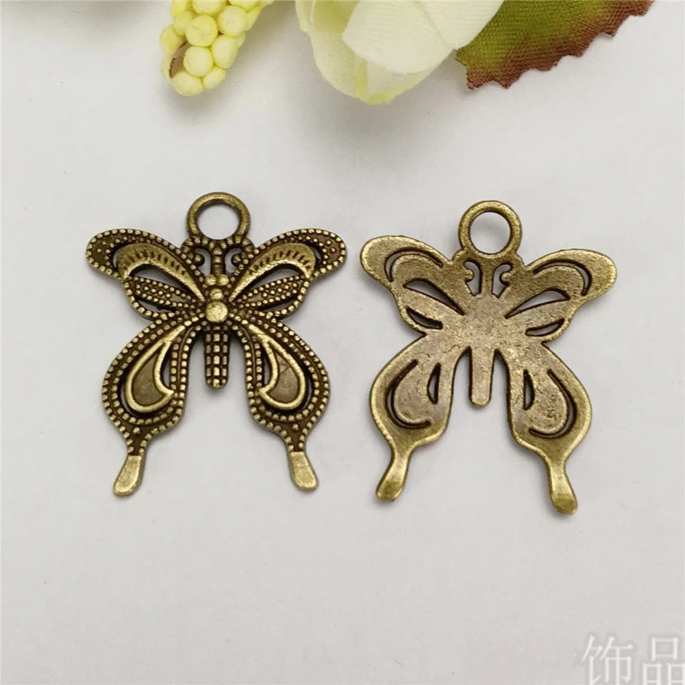 28x24MM Zinc Alloy Butterfly Charm Pendant for DIY Necklace Bracelet Jewelry Making