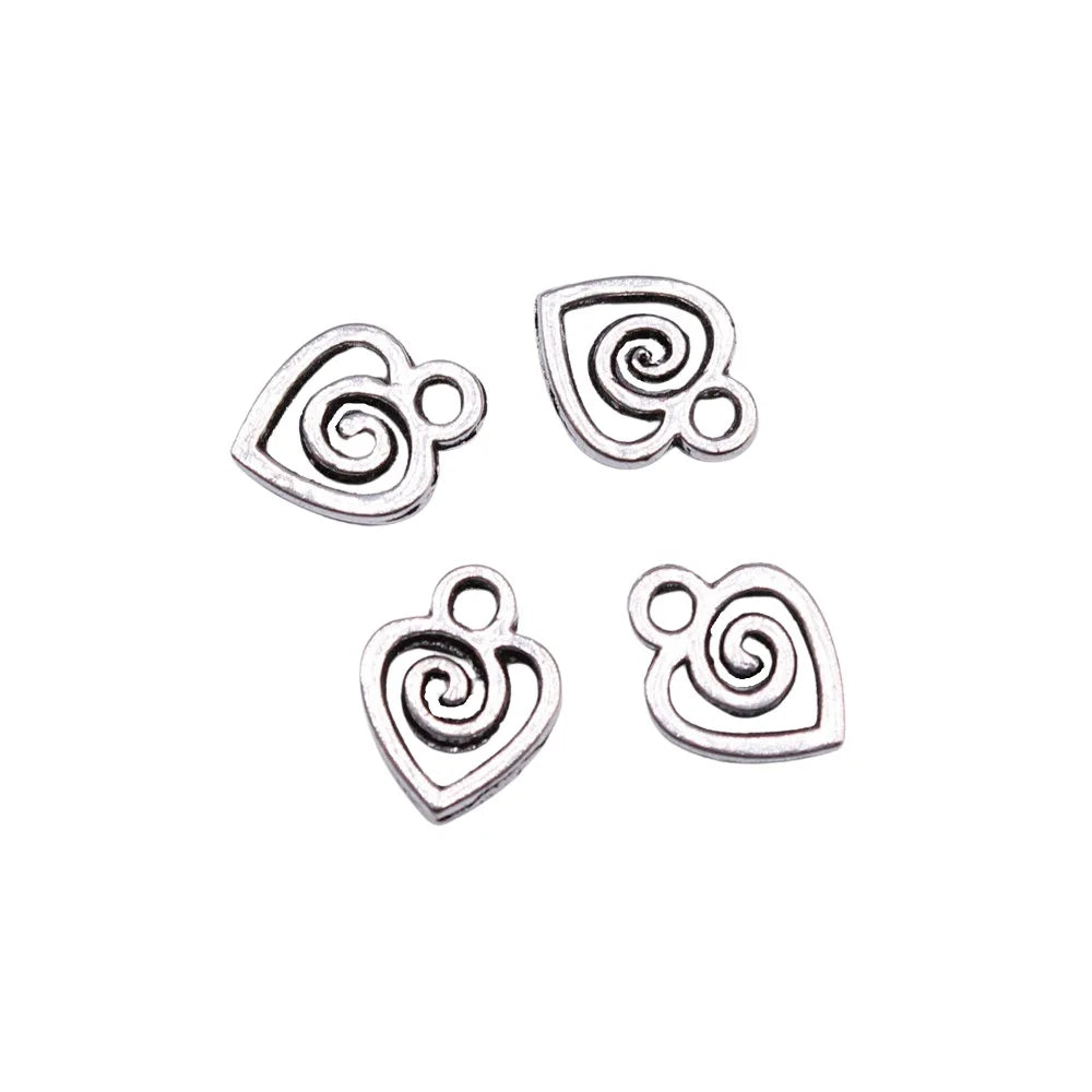 10x7mm 0.24g Multicolor Zinc Alloy Swirl Heart Charm Pendant for DIY Bracelet Necklace Making