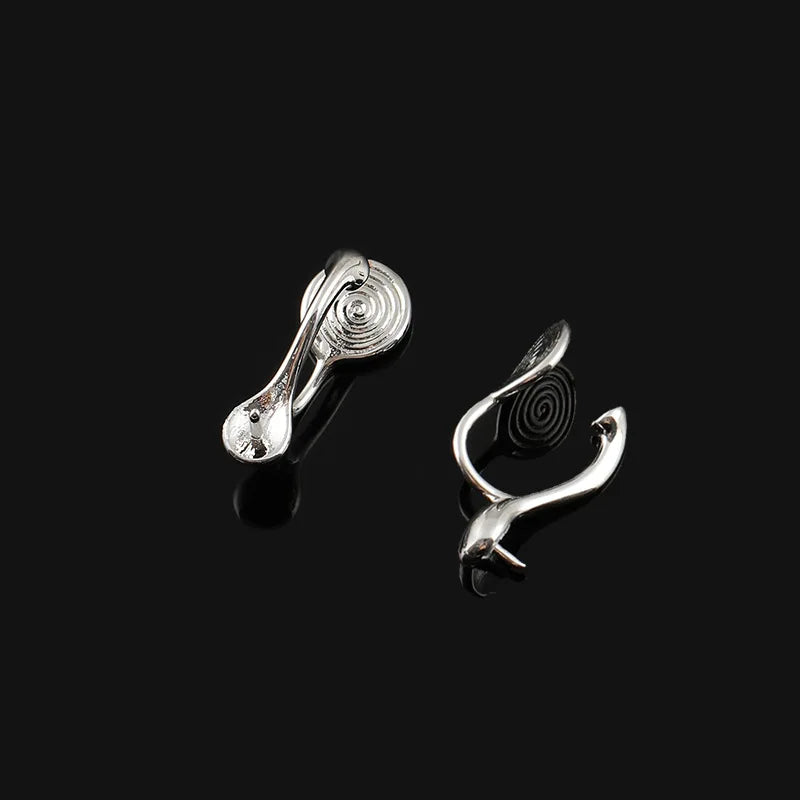 Elegant Silver Alloy Spiral Disc Ear Cuff Hooks, Stud & Clip On No Piercing DIY Invisible Clip Earrings