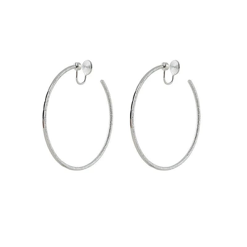 Elegant Alloy Large Hoop Spiral Coil Stud & Clip On No Piercing Statement Metal Circle Earrings