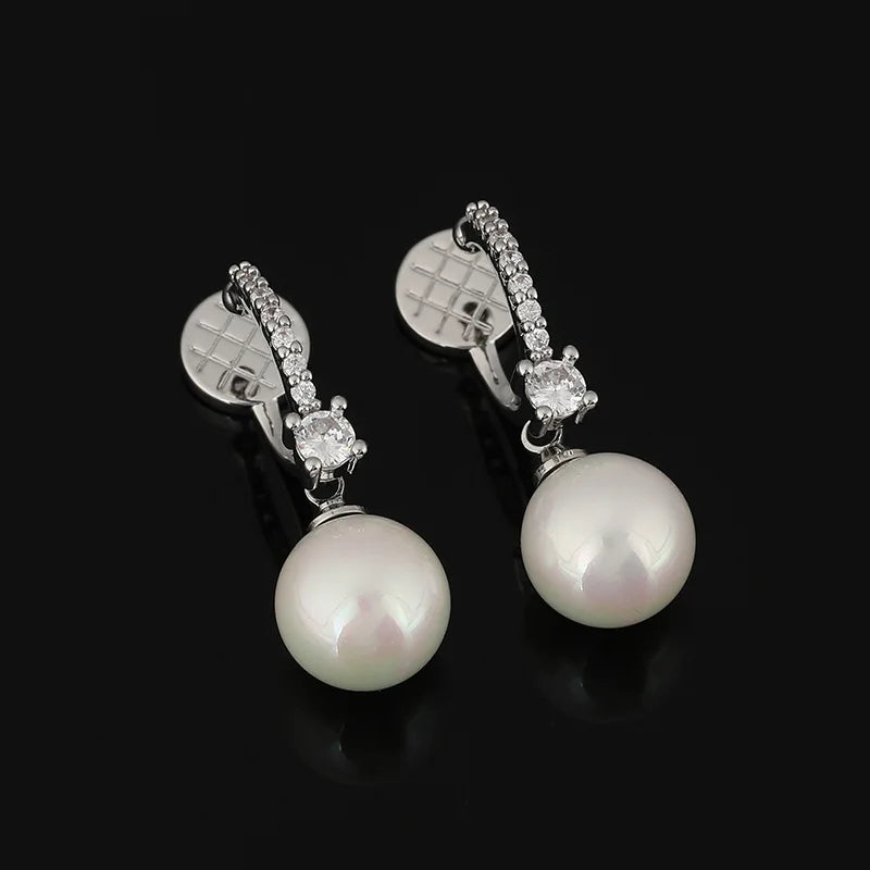 Luxury Gold Alloy Rhinestone Bar Pearl Drop Stud & Clip On No Piercing Small Hoop Earrings
