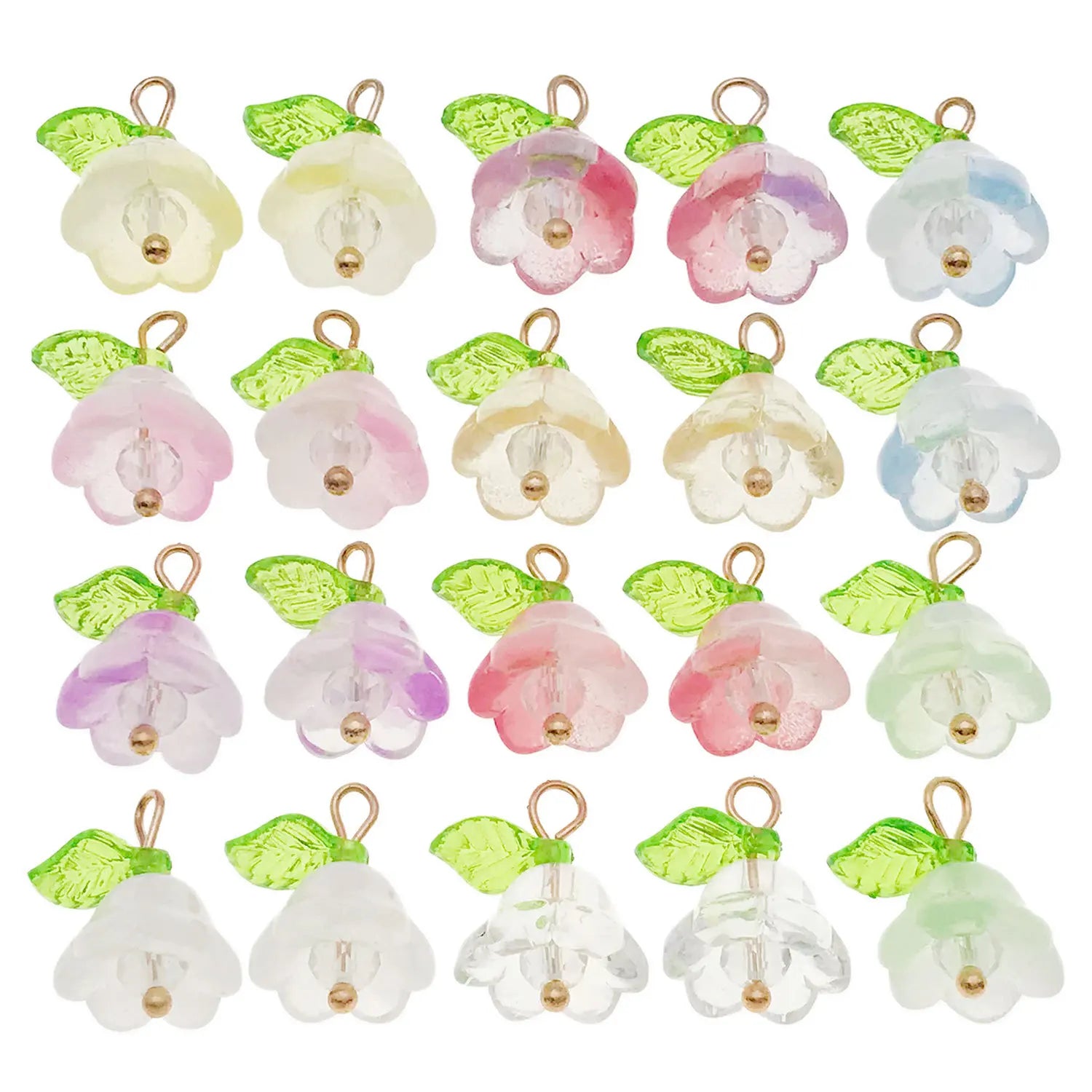 Glass Lily of the Valley Flower Bead Charm Pendants for DIY Earrings Necklace Keychain